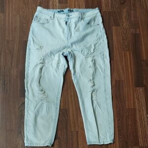 Wild Fable Faded Blue Mom Distressed Crop Jeans
